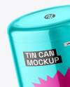 Glossy Metallic Tin Can Mockup