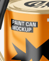 Metallic Paint Can With Roller Mockup