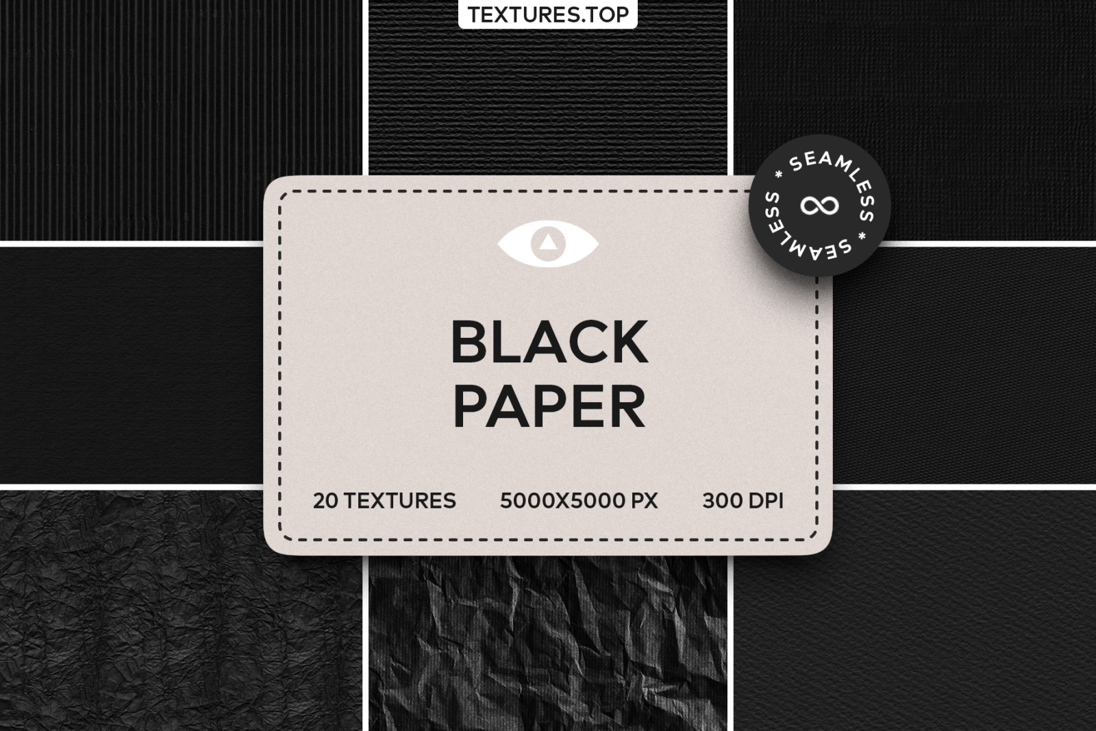 20 Seamless Black Paper Texture Pack