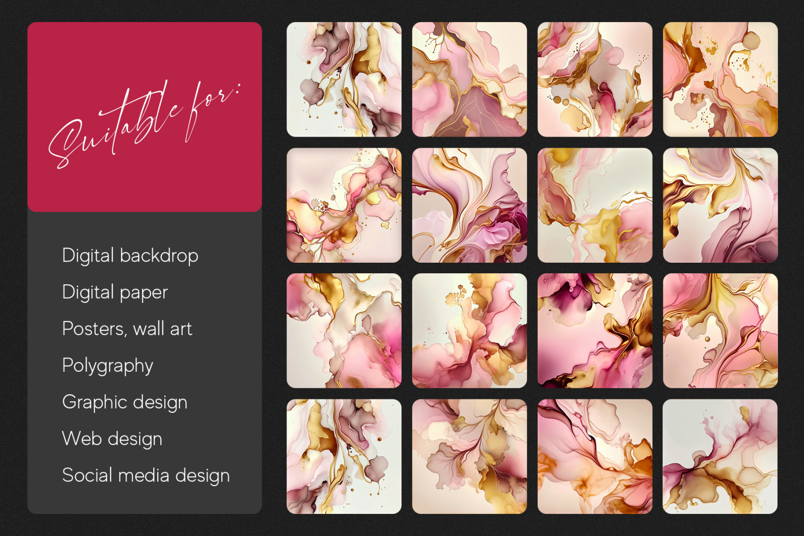 Gold Blush Liquid Ink Texture Pack Gold Blush Liquid Ink Texture Pack