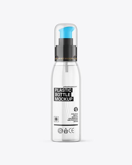 Clear Cosmetic Bottle with Pump Mockup Clear Cosmetic Bottle with Pump Mockup