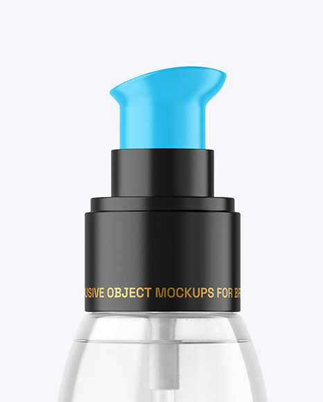 Clear Cosmetic Bottle with Pump Mockup Clear Cosmetic Bottle with Pump Mockup