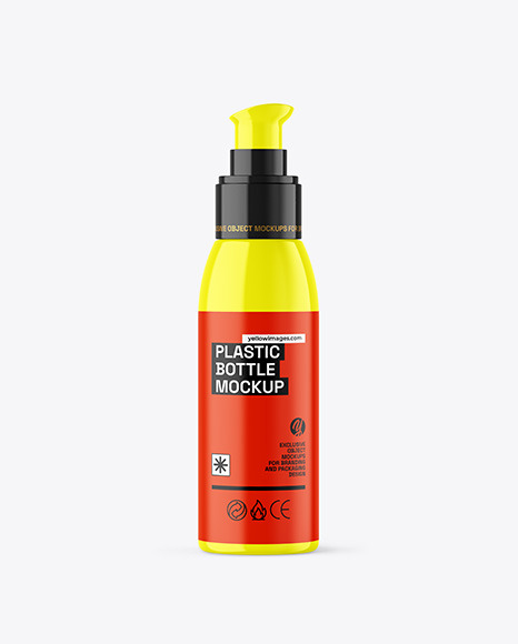 Glossy Cosmetic Bottle with Pump Mockup Glossy Cosmetic Bottle with Pump Mockup