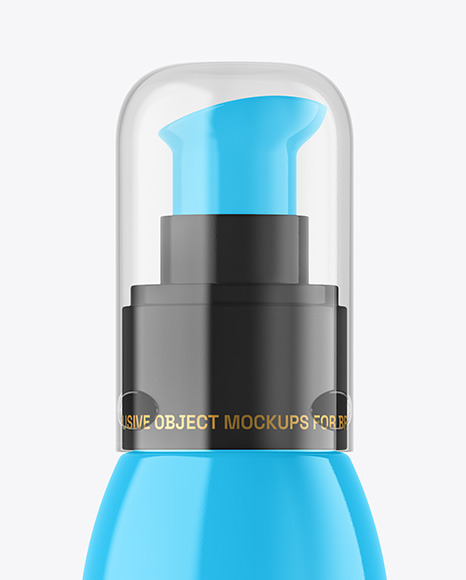 Glossy Cosmetic Bottle with Pump Mockup Glossy Cosmetic Bottle with Pump Mockup