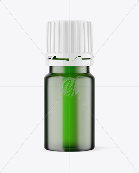 Frosted Green Glass Pills Bottle Mockup