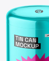 Glossy Metallic Tin Can Mockup