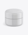 Glossy Plastic Cosmetic Jar Mockup - Front View (High-Angle Shot)