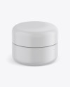 Matte Plastic Cosmetic Jar Mockup - Front View (High-Angle Shot)