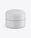 Matte Plastic Cosmetic Jar Mockup - Front View (High-Angle Shot)