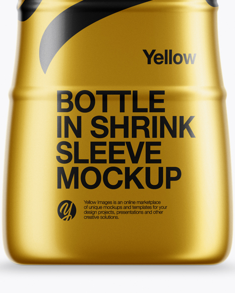 Bottle In Matte Metallic Shrink Sleeve Mockup