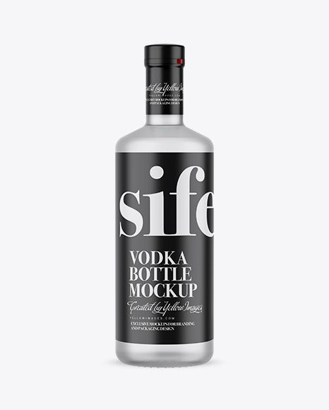 Frosted Glass Vodka Bottle with Shrink Band Mockup