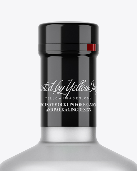 Frosted Glass Vodka Bottle with Shrink Band Mockup - Free Download