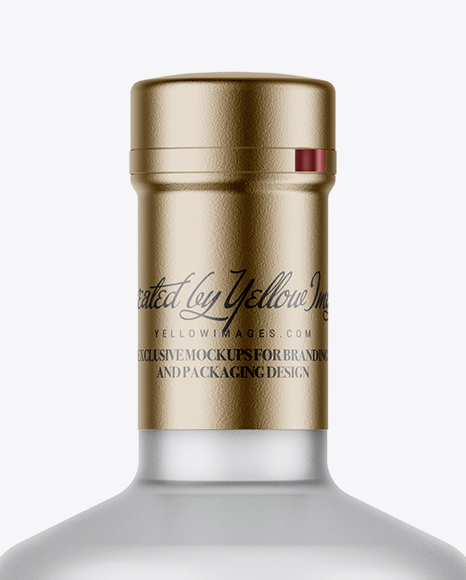 Frosted Glass Vodka Bottle with Shrink Band Mockup - Free Download