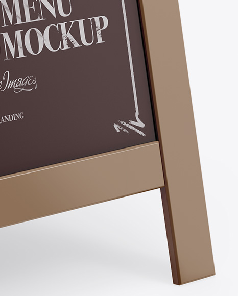 Street Menu Board Mockup - Half Side View