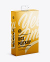 Metallic Paper Box with Hang Tab Mockup - Half Side View (high-angle shot)