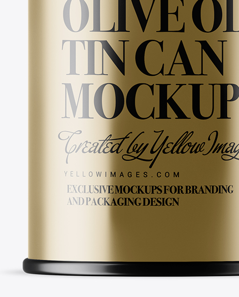 Matte Metallic Olive Oil Tin Can w/ Cap Mockup - Free Download Images