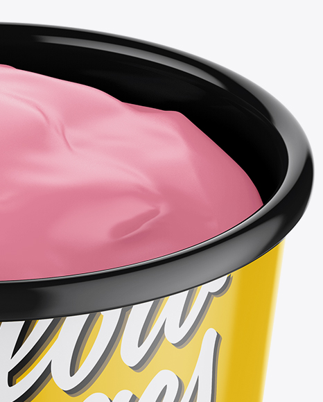 Glossy Ice Cream Cup Mockup (High-Angle Shot)