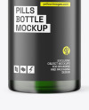 Frosted Green Glass Bottle With Pills Mockup