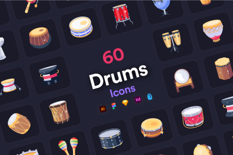 Drum Icon Set - Instruments