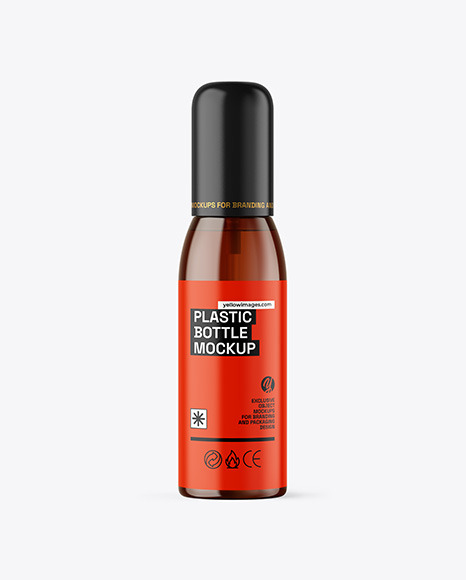 Amber Cosmetic Bottle with Pump Mockup Amber Cosmetic Bottle with Pump Mockup