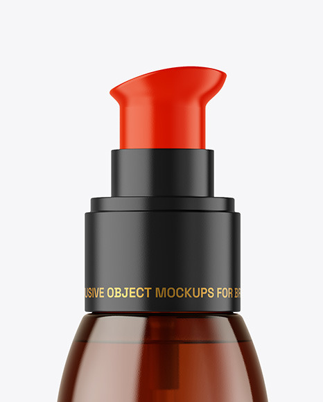 Amber Cosmetic Bottle with Pump Mockup Amber Cosmetic Bottle with Pump Mockup