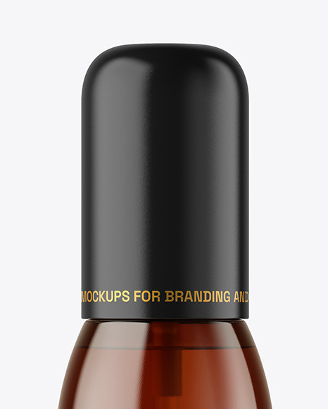 Amber Cosmetic Bottle with Pump Mockup Amber Cosmetic Bottle with Pump Mockup