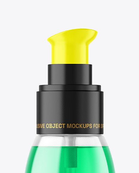 Color Liquid Cosmetic Bottle with Pump Mockup