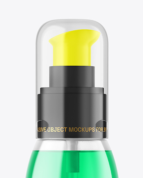 Color Liquid Cosmetic Bottle with Pump Mockup