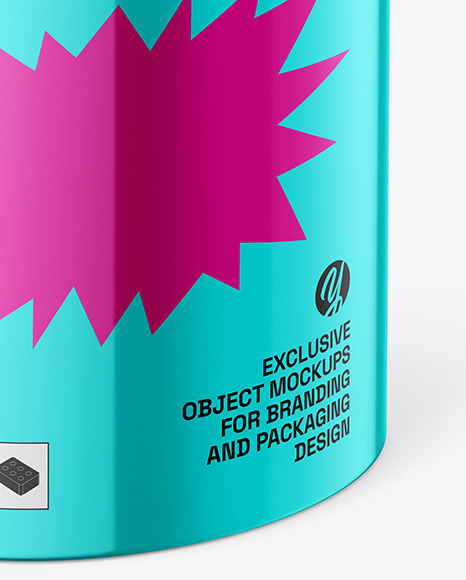 Glossy Metallic Tin Can Mockup