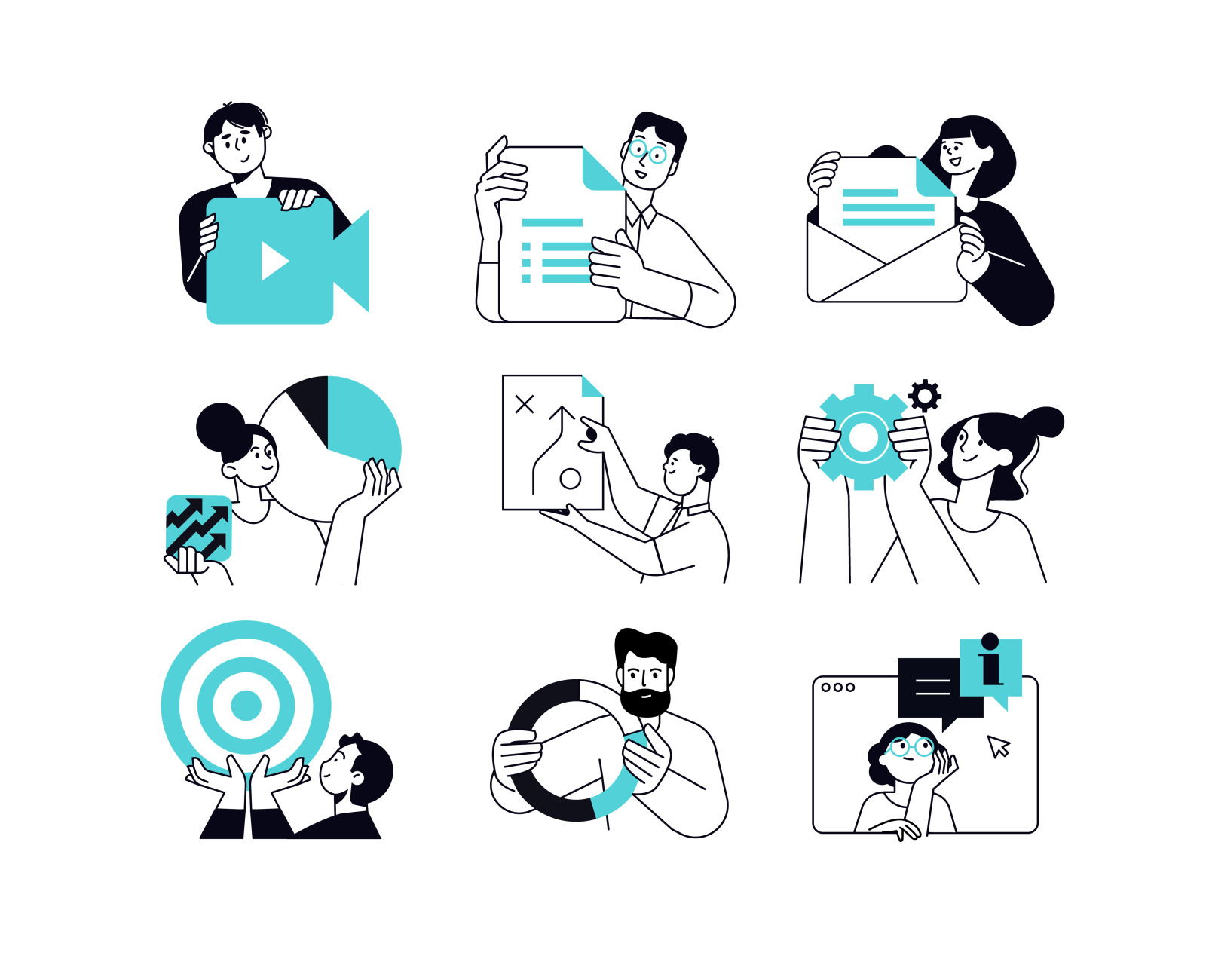 Set Of Marketing People Illustrations