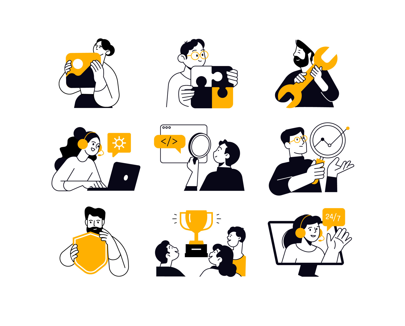 Set Of Digital Marketing People Illustrations