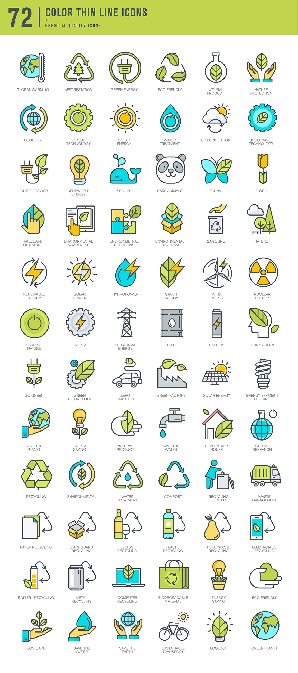 Set of Thin Line Icons for Green Technology