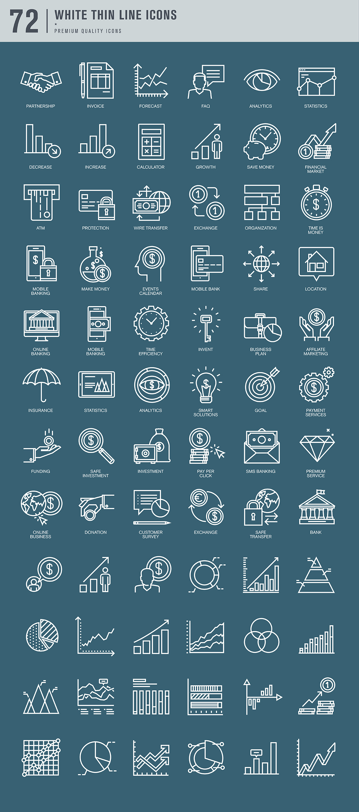 Set of Thin Line Icons for Finance