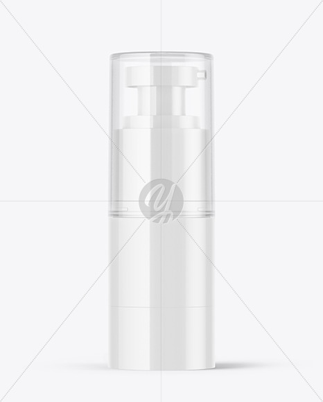 Glossy Cosmetic Bottle with Pump Mockup