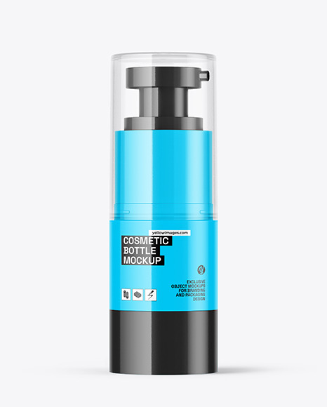 Glossy Cosmetic Bottle with Pump Mockup