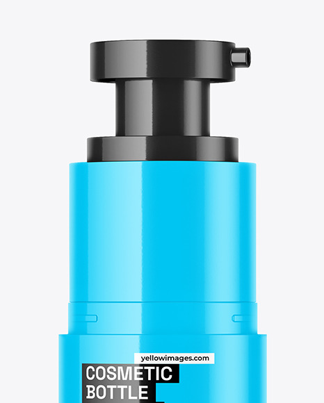 Glossy Cosmetic Bottle with Pump Mockup