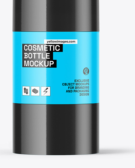 Glossy Cosmetic Bottle with Pump Mockup