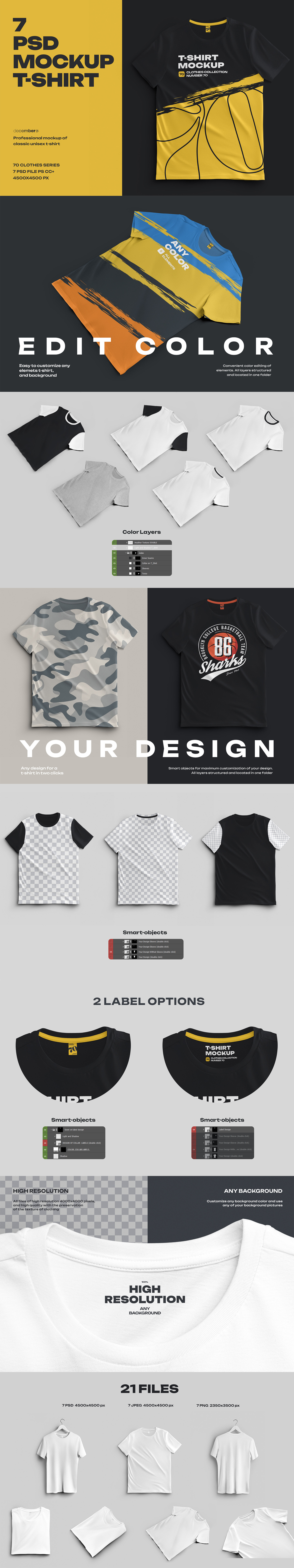 7 Mockups Classic Unisex T-Shirt