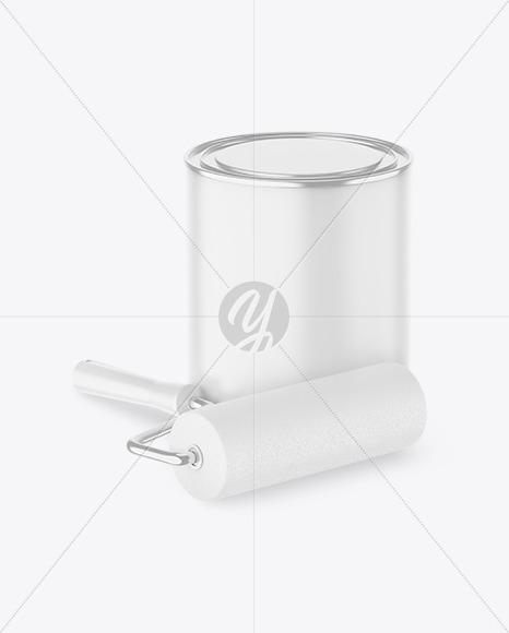 Paint Can With Roller Mockup