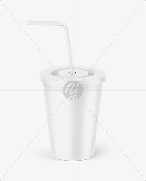 Matte Cup With Straw Mockup