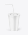 Matte Cup With Straw Mockup