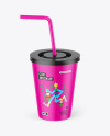 Matte Cup With Straw Mockup