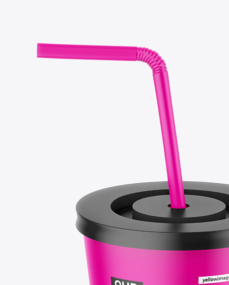 Matte Cup With Straw Mockup