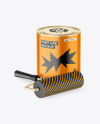 Metallic Paint Can With Roller Mockup Metallic Paint Can With Roller Mockup