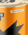 Metallic Paint Can With Roller Mockup