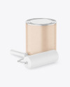 Paint Can with Kraft Finish & Roller Mockup
