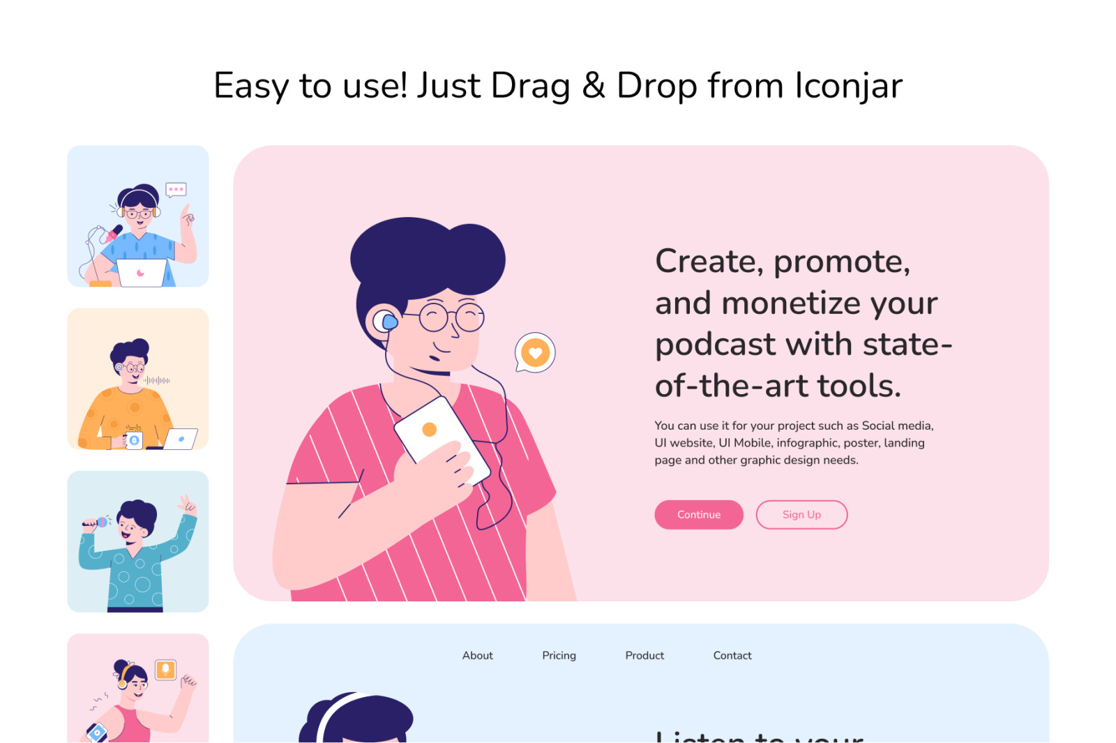Live Streaming and Podcast Illustrations Live Streaming and Podcast Illustrations