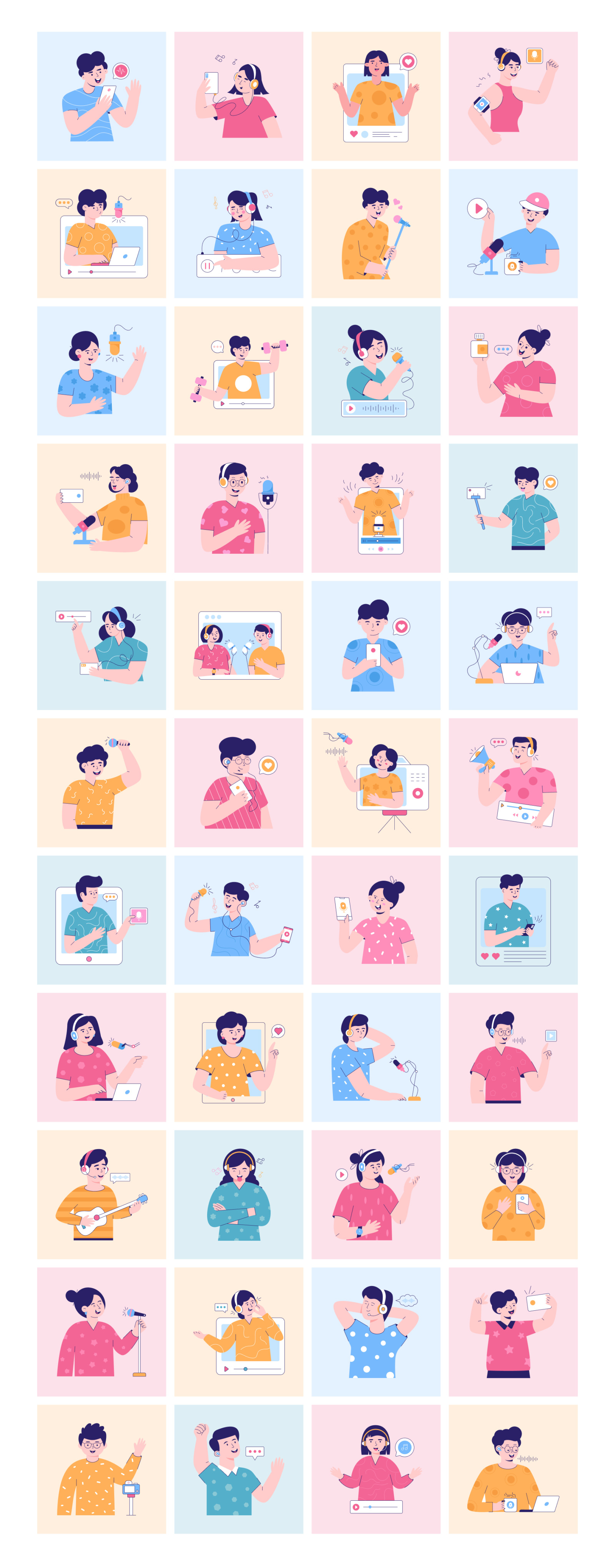 Live Streaming and Podcast Illustrations Live Streaming and Podcast Illustrations