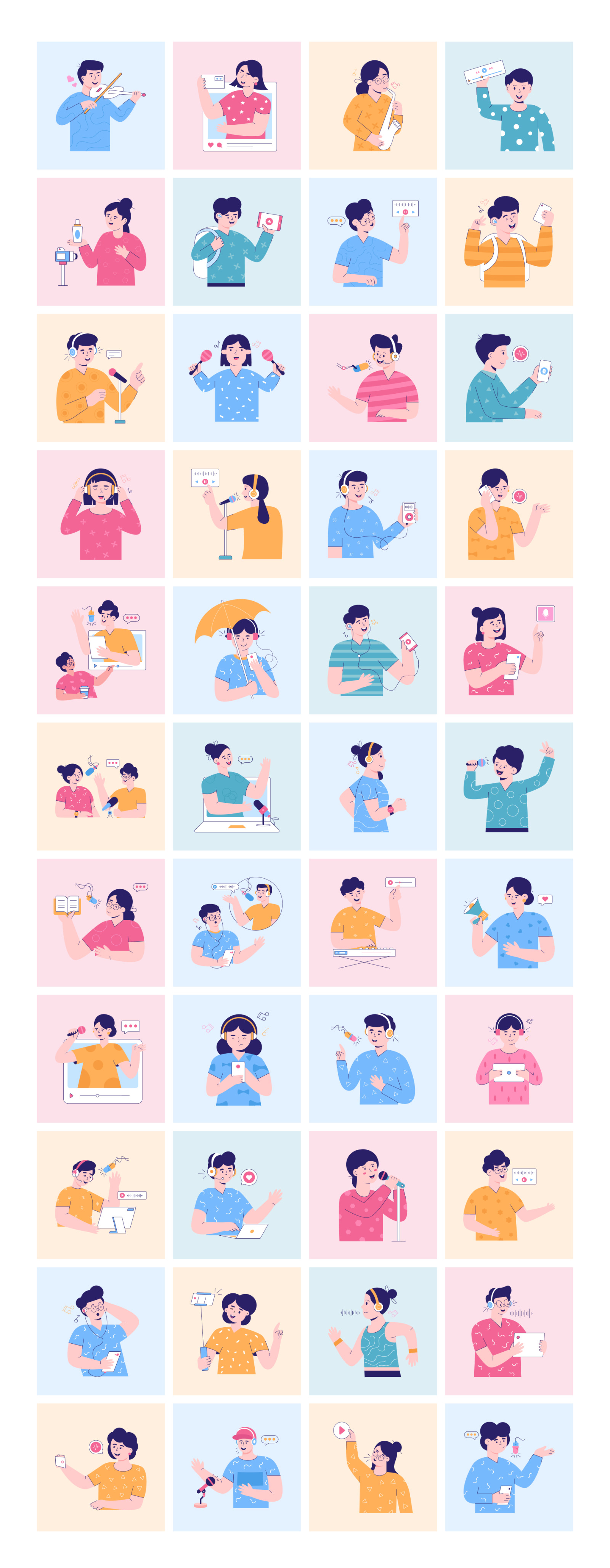 Live Streaming and Podcast Illustrations Live Streaming and Podcast Illustrations