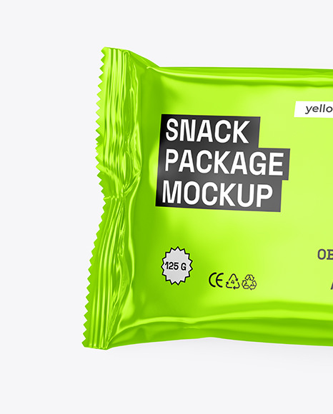 Glossy Metallic Snack Package Mockup